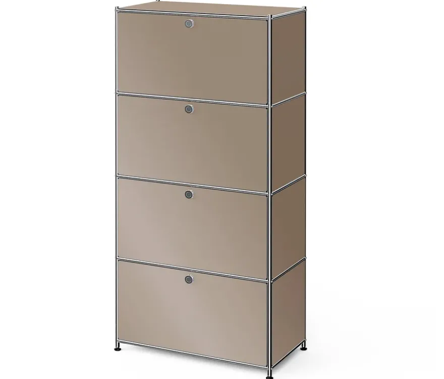Metall-Highboard »CN3« mit 4 Klappenfächern, taupe