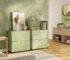Metall-Kommode »CN3« mit 2 versetzbaren Klappenfächern, pistazie