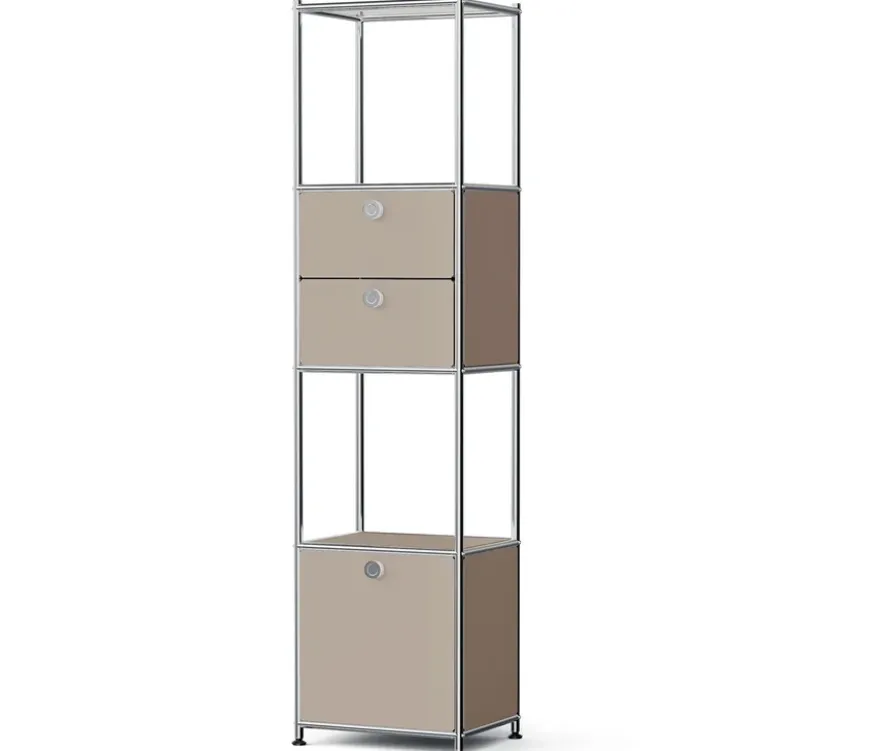 Metall-Regal »CN3 Slim Line« mit 2 versetzbaren Schubladen und 1 versetzbaren Klappe, taupe