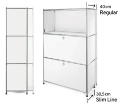 Metall-Regal »CN3 Slim Line« mit 2 versetzbaren Schubladen und 1 versetzbaren Klappe, taupe