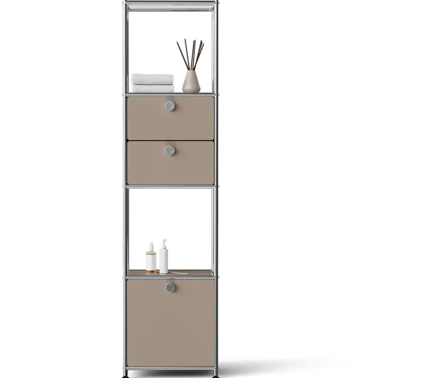 Metall-Regal »CN3 Slim Line« mit 2 versetzbaren Schubladen und 1 versetzbaren Klappe, taupe