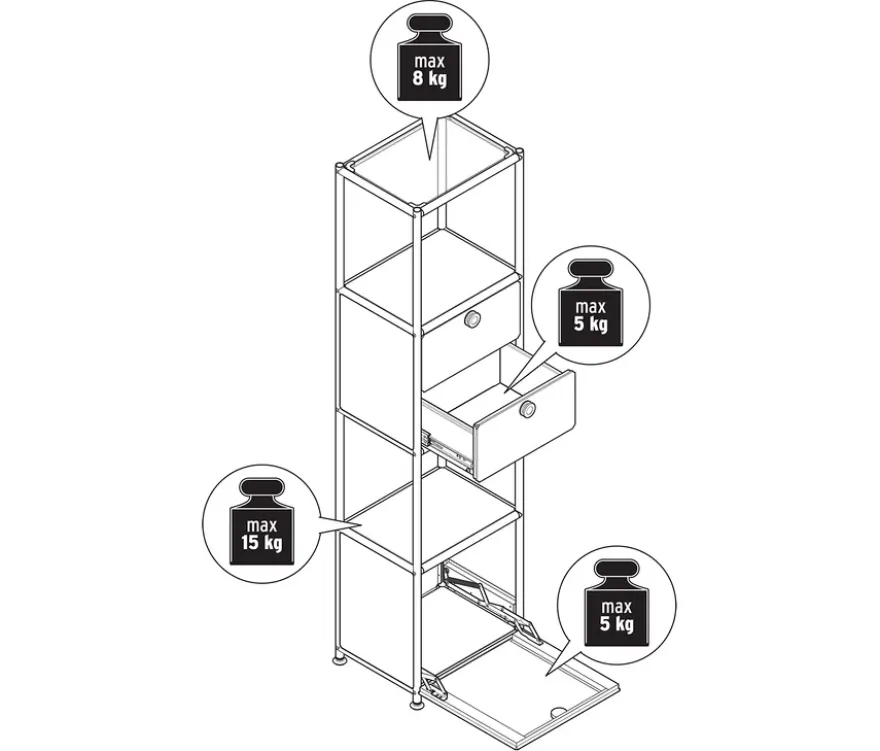 Metall-Regal »CN3 Slim Line« mit 2 versetzbaren Schubladen und 1 versetzbaren Klappe, taupe