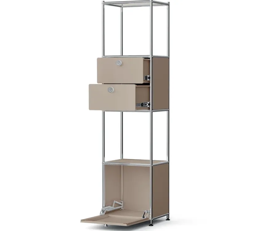 Metall-Regal »CN3 Slim Line« mit 2 versetzbaren Schubladen und 1 versetzbaren Klappe, taupe