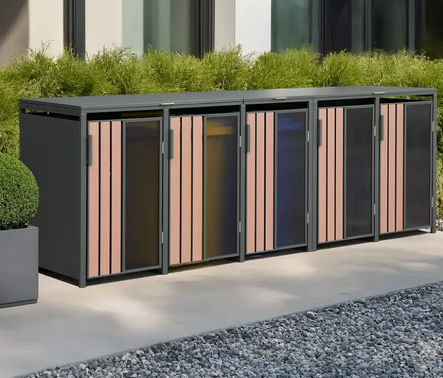 Mülltonnenbox, Holzoptik, 5er