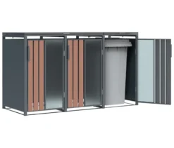 Mülltonnenbox, Holzoptik, 3er