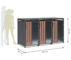 Mülltonnenbox, Holzoptik, 3er