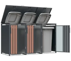 Mülltonnenbox, Holzoptik, 3er