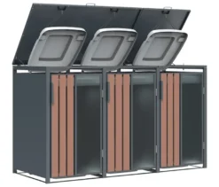 Mülltonnenbox, Holzoptik, 3er