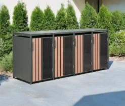 Mülltonnenbox, Holzoptik, 4er
