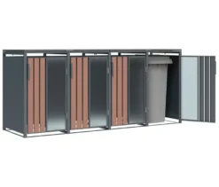 Mülltonnenbox, Holzoptik, 4er