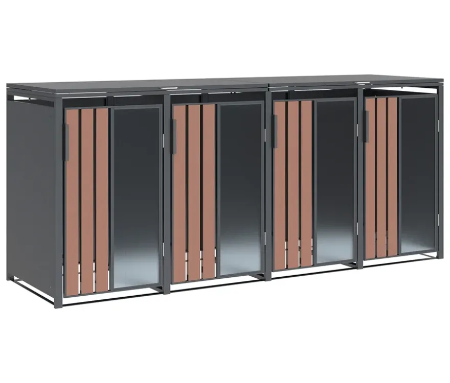 Mülltonnenbox, Holzoptik, 4er