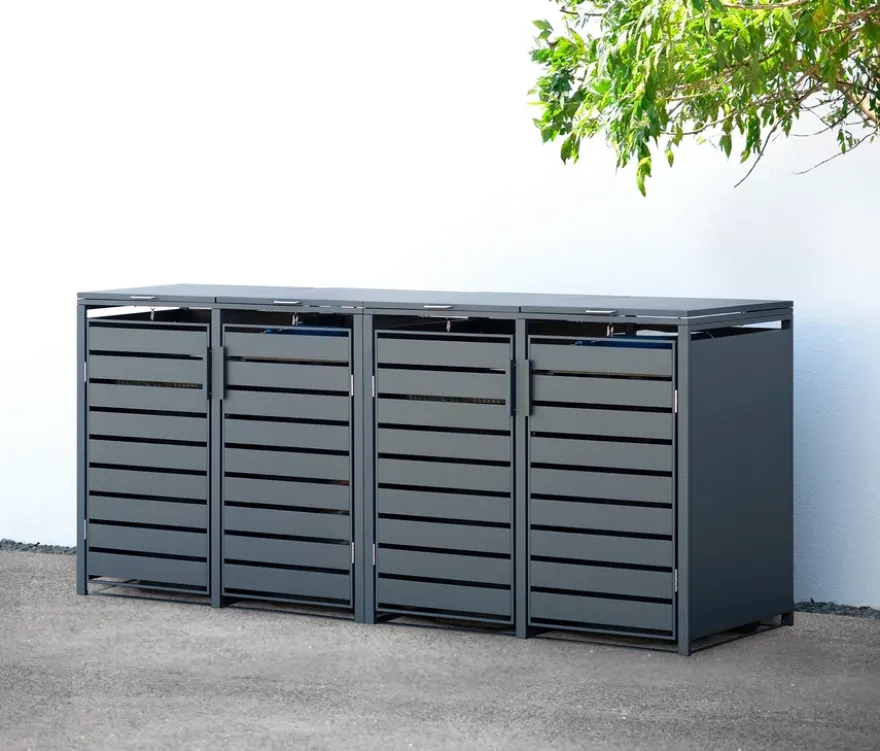 Mülltonnenbox, Stahl, 4er