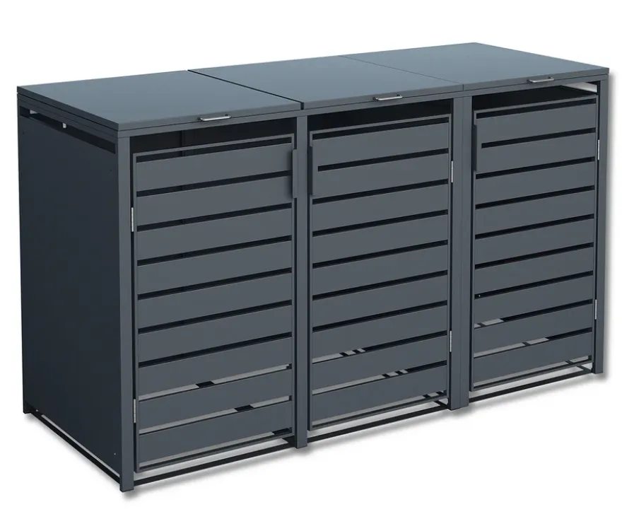 Mülltonnenbox, Stahl, 3er