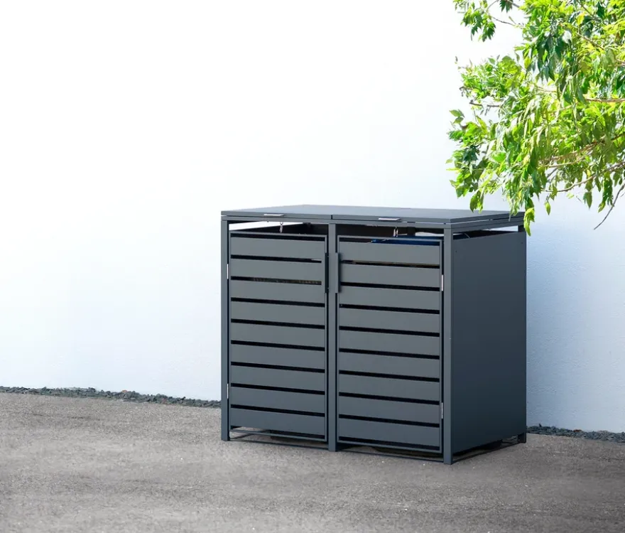 Mülltonnenbox, Stahl, 2er