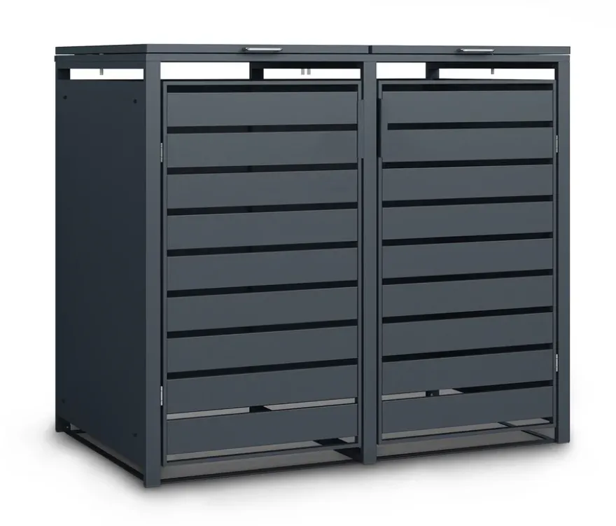 Mülltonnenbox, Stahl, 2er