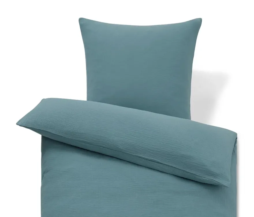 Musselin-Bettwäsche, blau, Übergröße
