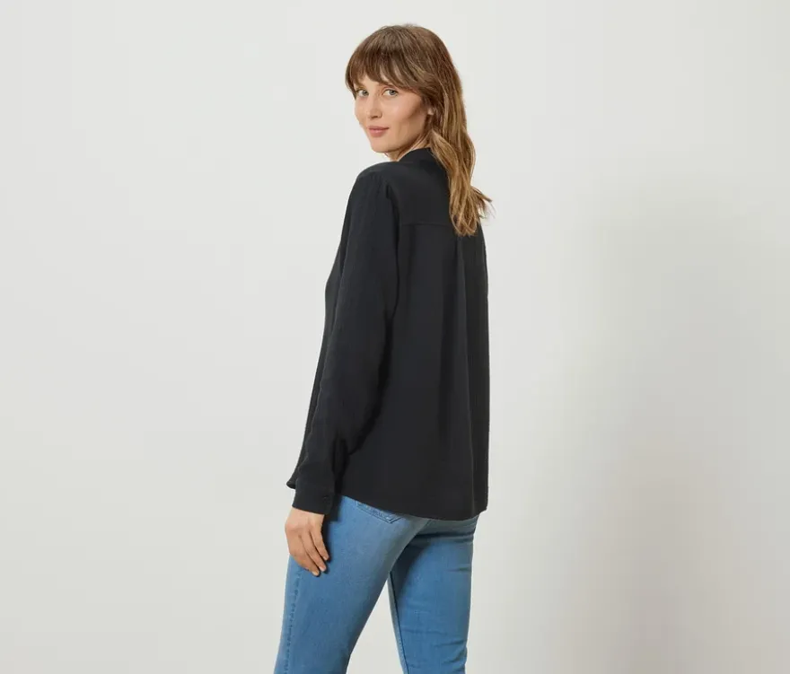 Musselin-Bluse, schwarz