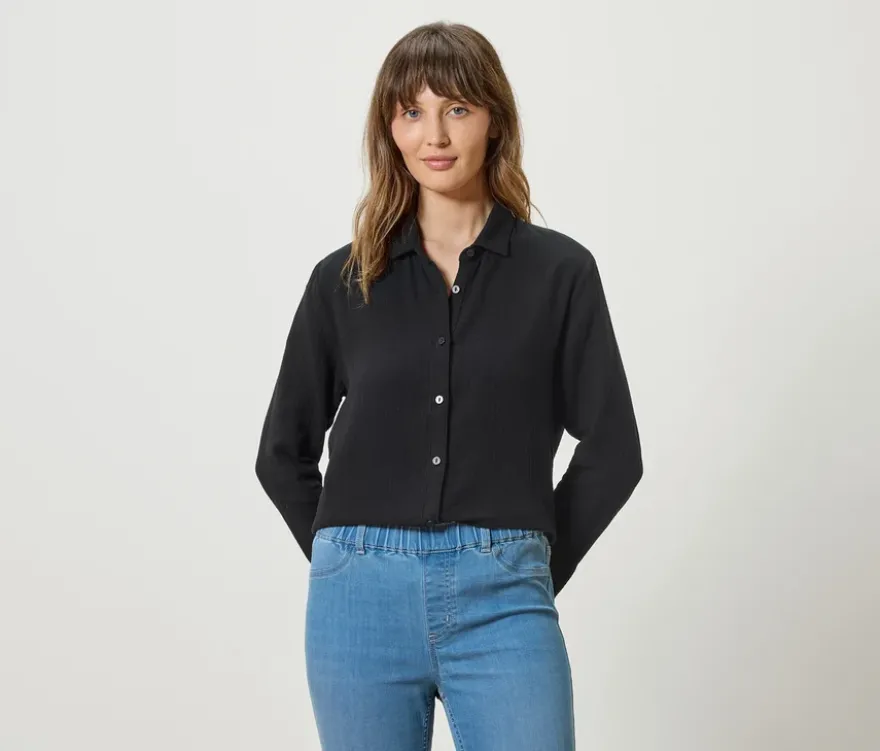 Musselin-Bluse, schwarz