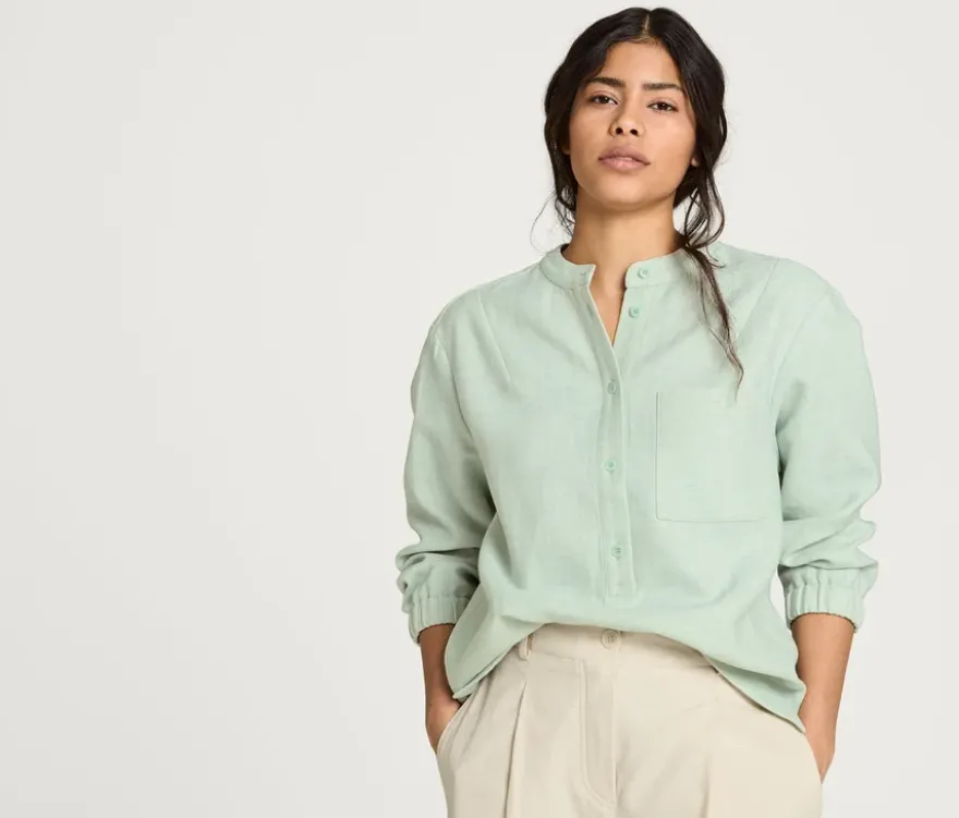 NAH/STUDIO Bluse | Baumwoll-Leinen-Mix, caribbean, Sake