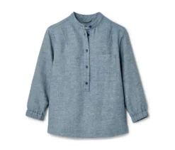 NAH/STUDIO Bluse | Baumwoll-Leinen-Mix, Ocean, Sake