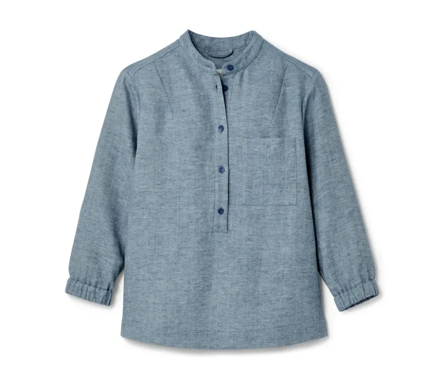 NAH/STUDIO Bluse | Baumwoll-Leinen-Mix, Ocean, Sake