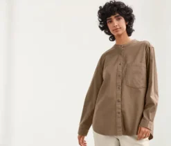NAH/STUDIO Hemdbluse | Baumwolle, hazelnut