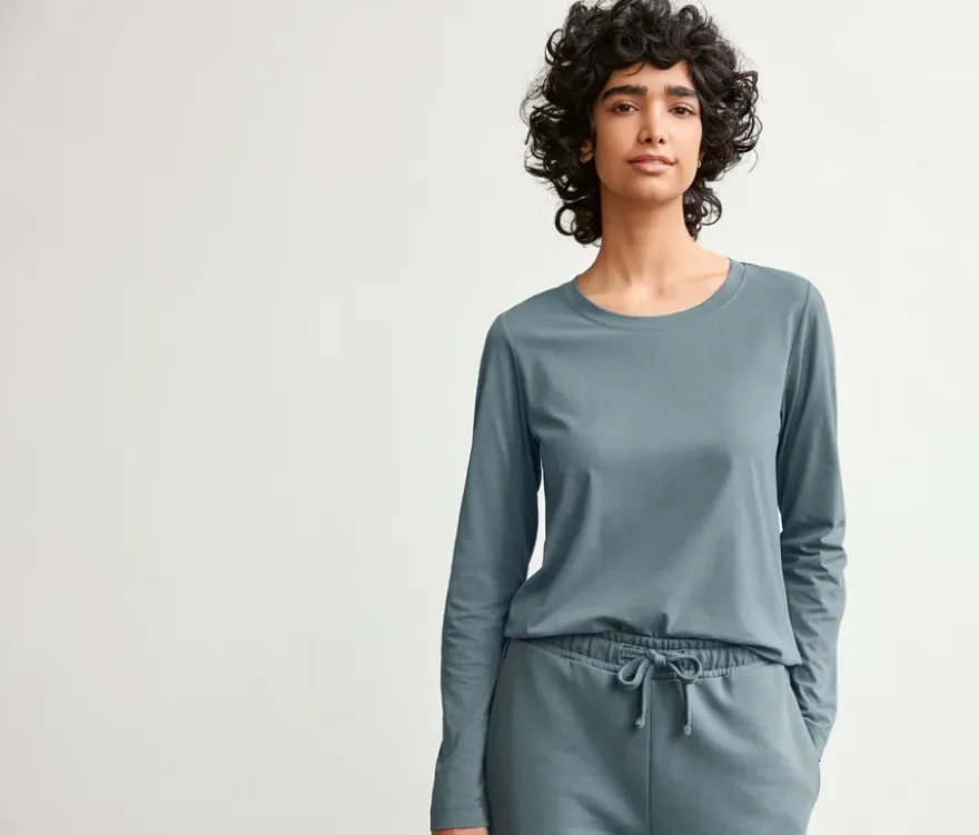 NAH/STUDIO Longsleeve | Baumwolle, stone blue