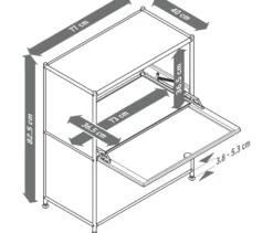 Niedrige Metall-Kommode »CN3« mit Klappenfächern, toffee