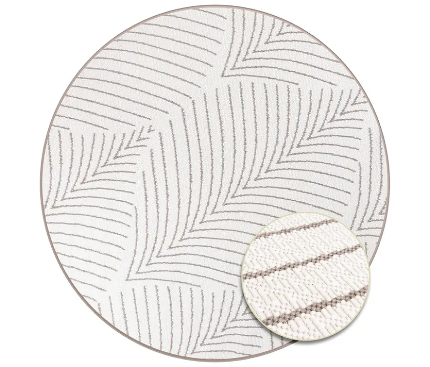 Outdoor-Wende-Teppich »Leaves«, taupe, Ø 200 cm
