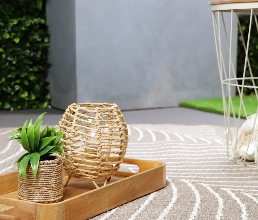Outdoor-Wende-Teppich »Leaves«, taupe, Ø 200 cm