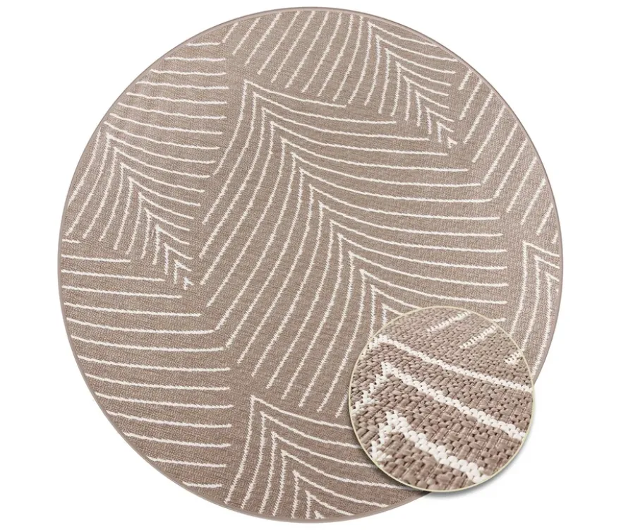 Outdoor-Wende-Teppich »Leaves«, taupe, Ø 200 cm