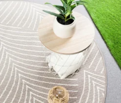Outdoor-Wende-Teppich »Leaves«, taupe, Ø 160 cm