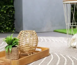 Outdoor-Wende-Teppich »Leaves«, taupe, Ø 160 cm