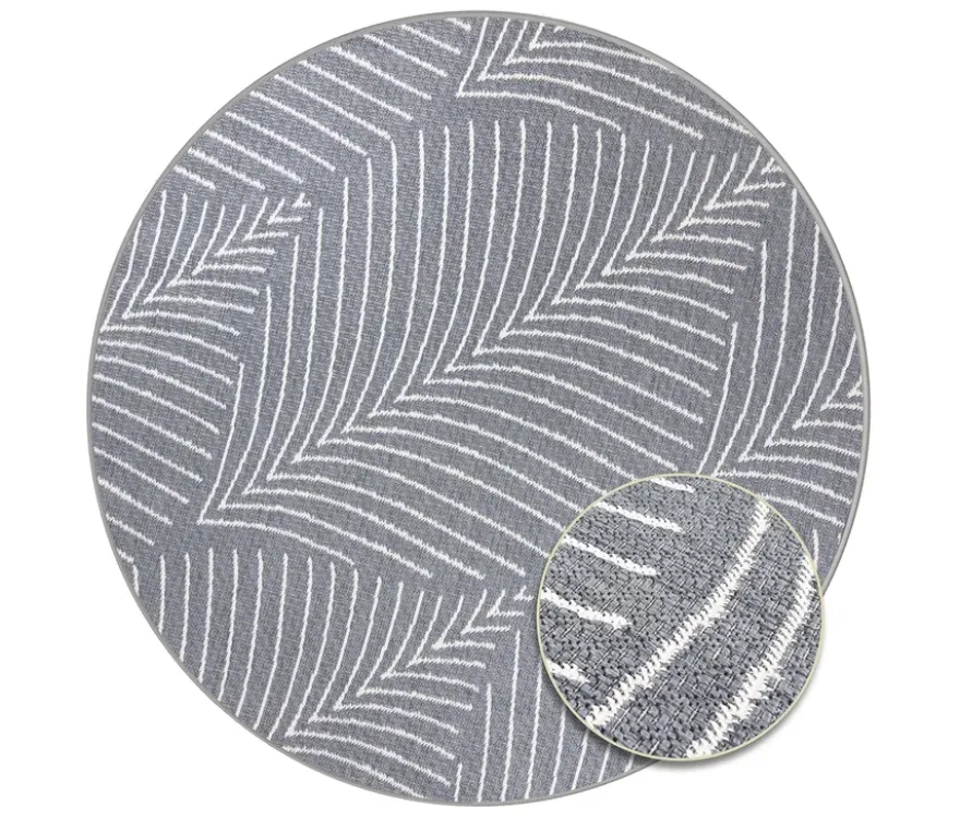 Outdoor-Wende-Teppich »Leaves«, grau, Ø 200 cm