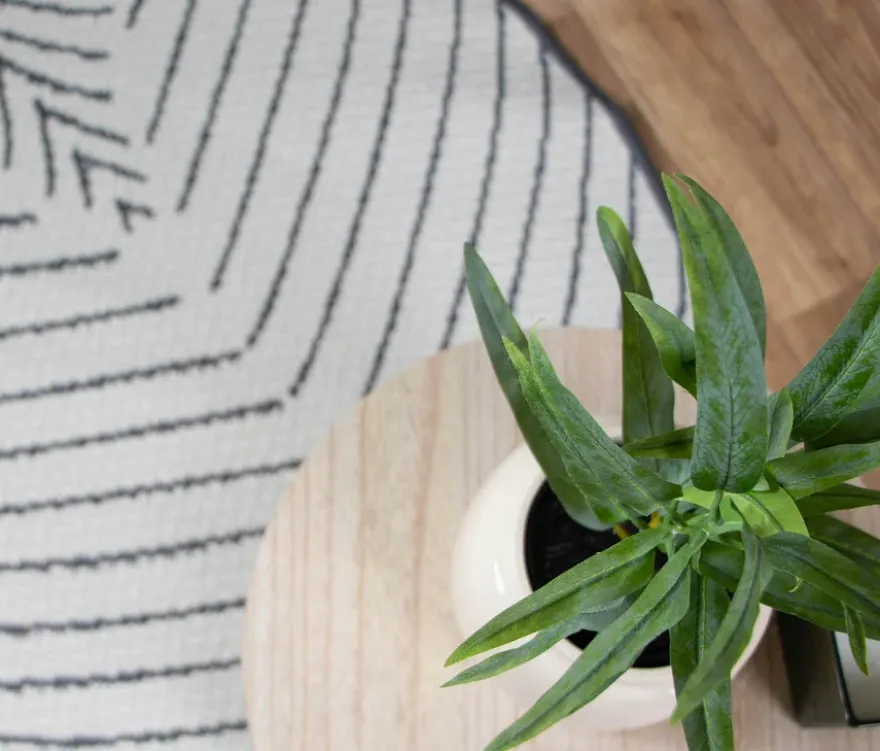 Outdoor-Wende-Teppich »Leaves«, grau, Ø 200 cm