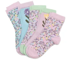 5 Paar Kinder-Socken, Blumen