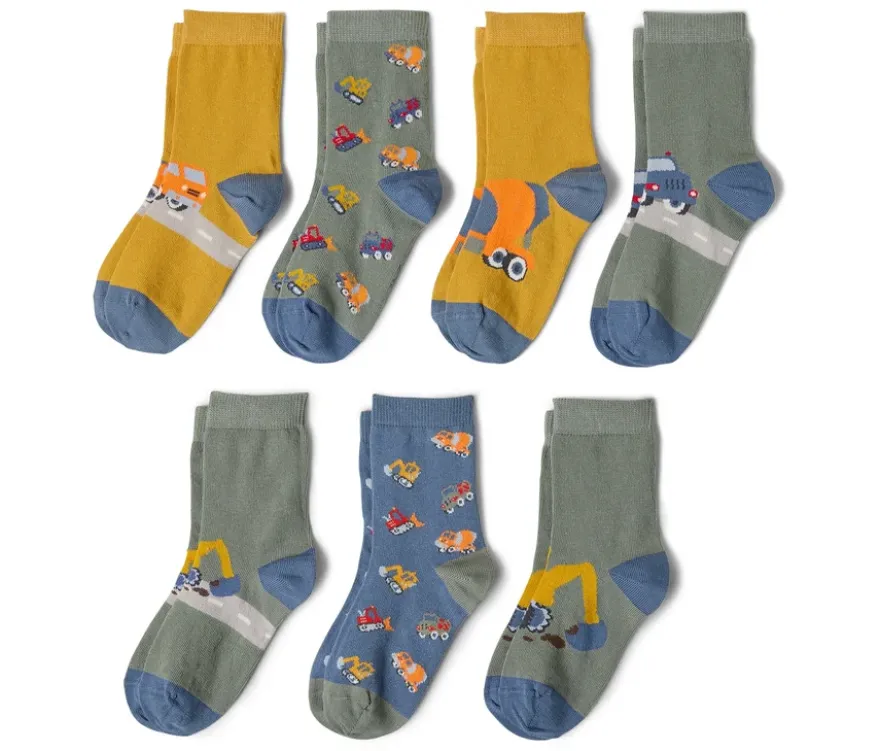 7 Paar Kinder-Socken, Fahrzeuge