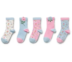 5 Paar Kinder-Socken, floral