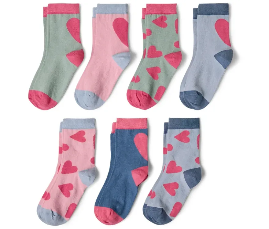 7 Paar Kinder-Socken, Herzen