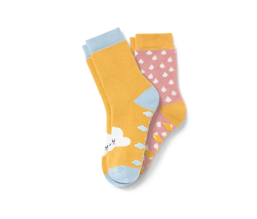 2 Paar Kleinkind-Antirutsch-Socken, rosa