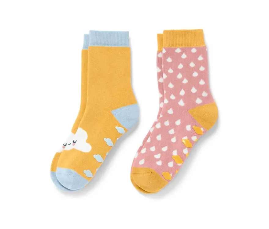 2 Paar Kleinkind-Antirutsch-Socken, rosa