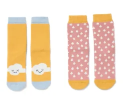 2 Paar Kleinkind-Antirutsch-Socken, rosa