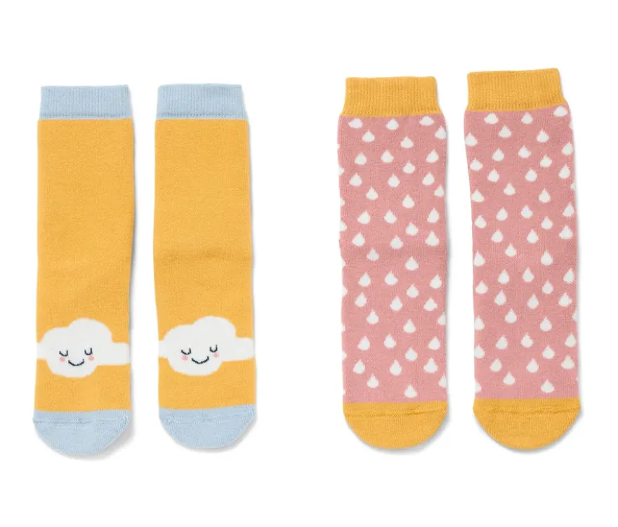 2 Paar Kleinkind-Antirutsch-Socken, rosa