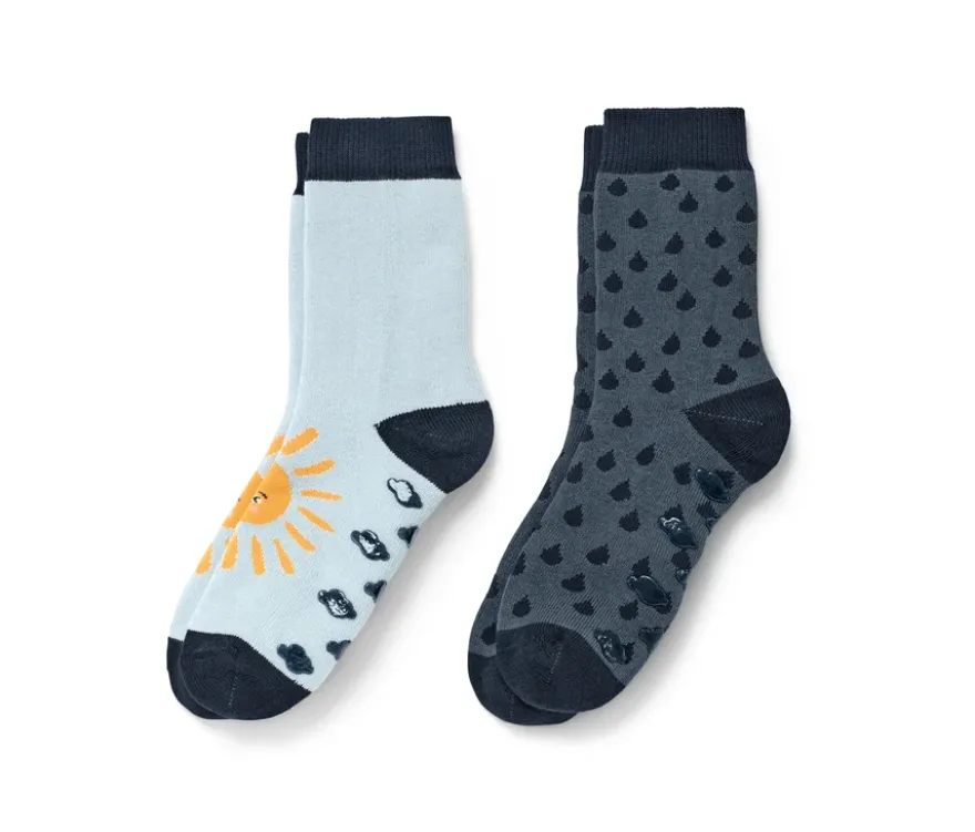 2 Paar Kleinkind-Antirutsch-Socken, blau