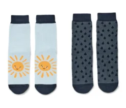 2 Paar Kleinkind-Antirutsch-Socken, blau