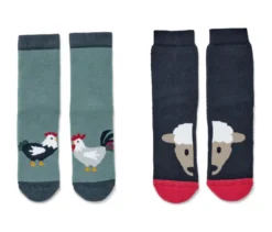 2 Paar Kleinkind-Antirutsch-Socken, Farm