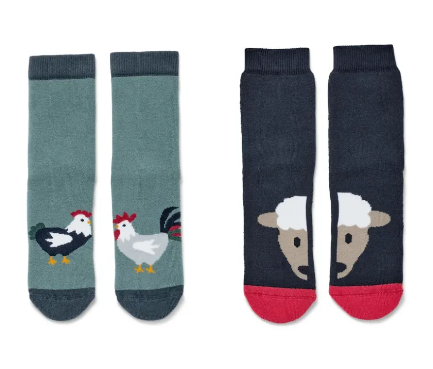 2 Paar Kleinkind-Antirutsch-Socken, Farm