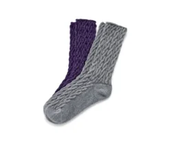 2 Paar Kuschelsocken mit Zopfmuster