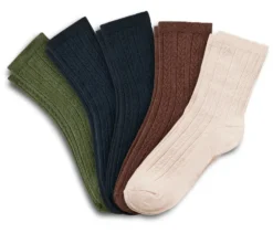 5 Paar Socken mit Zopfmuster
