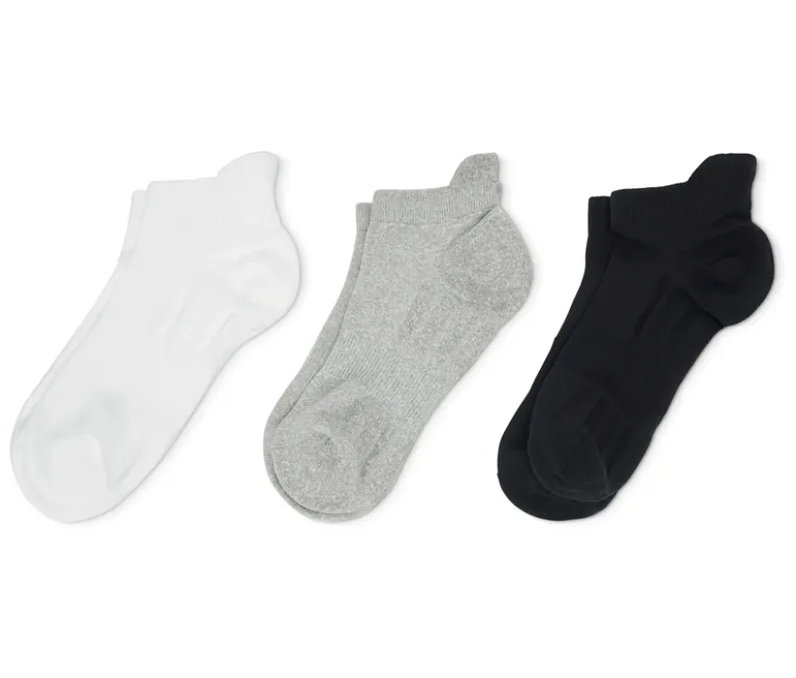 3 Paar Sportsocken, weiß, grau, schwarz